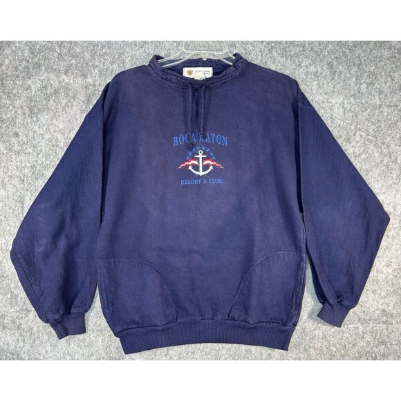 VTG Boca Raton Embroidered Sweatshirt Resort Palm Beach Florida Size S Oversized - Picture 1 of 10